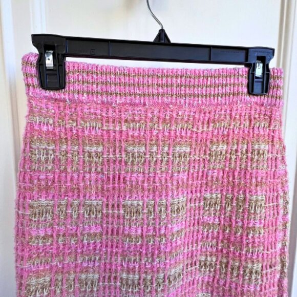 LOVESHACKFANCY Balsam Pink Gold Metallic Majestic Fringe Tweed Skirt Size XS - Picture 8 of 15
